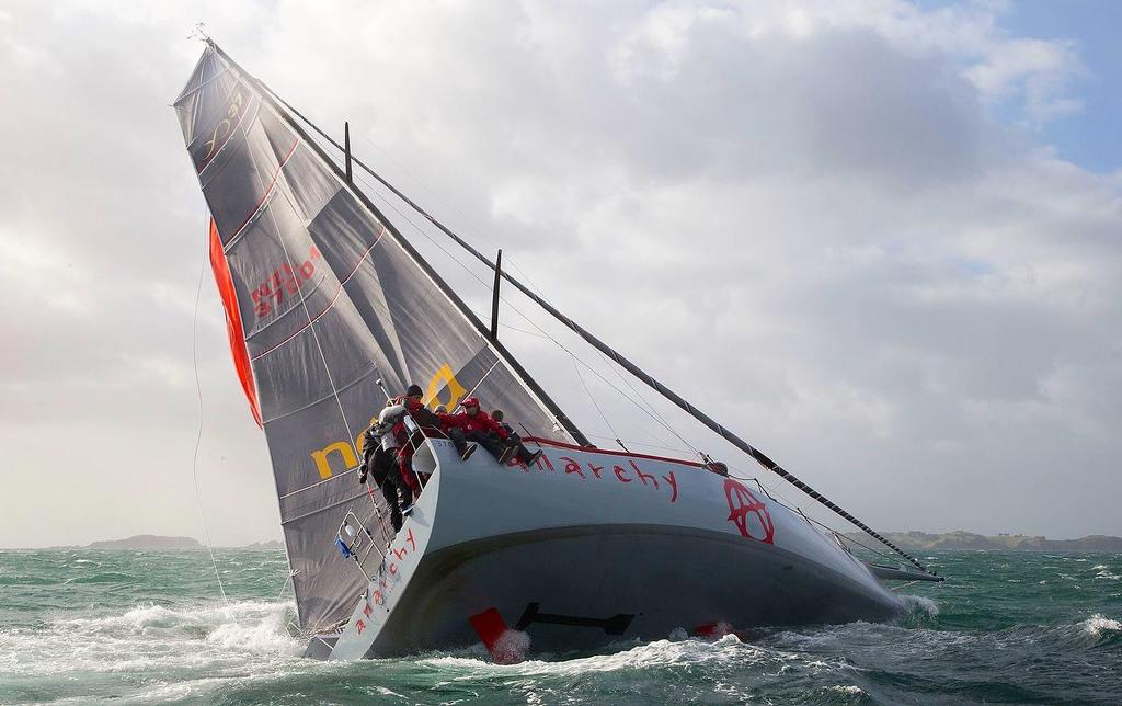 In a carefully rehearsed manoeuvre  - Anarchy shows her underbody for the photographerYD37 by Bakewell-White Yacht Design with Doyle Sails - Waitemata Harbour June 2015 © Paul Stubbs/Doyle Sails NZ http://www.doylesails.co.nz